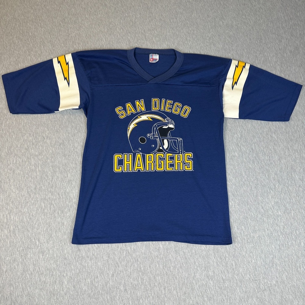 Vintage San Diego Chargers Football Shirt 1980s Garan Made in USA Adult Size L